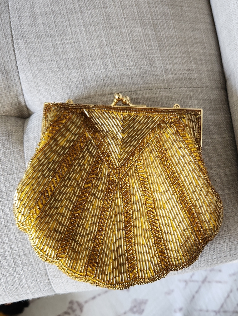 Vintage Gold Beaded Shell Handbag